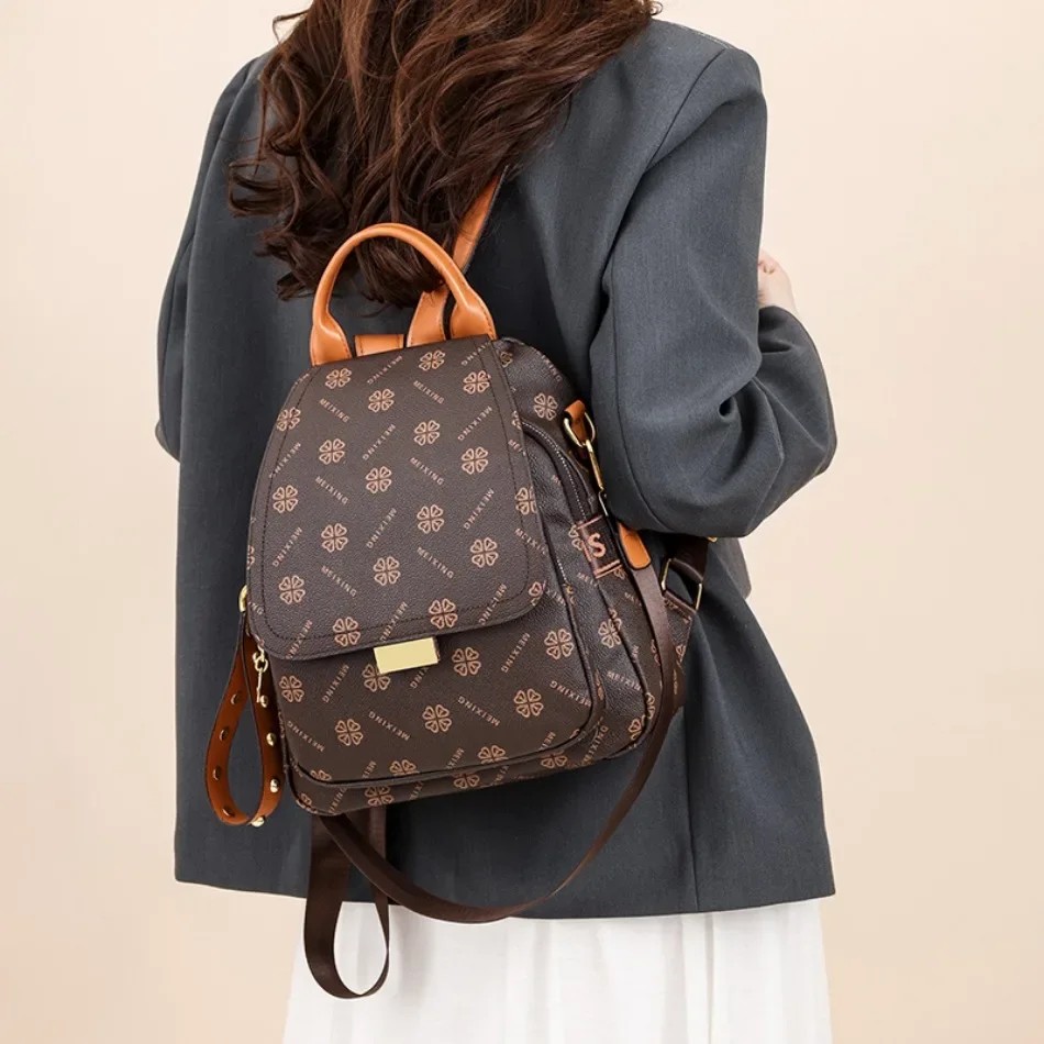 Ретро-рюкзак с принтом для жен – обзор и цена Leather Backpack Vintage