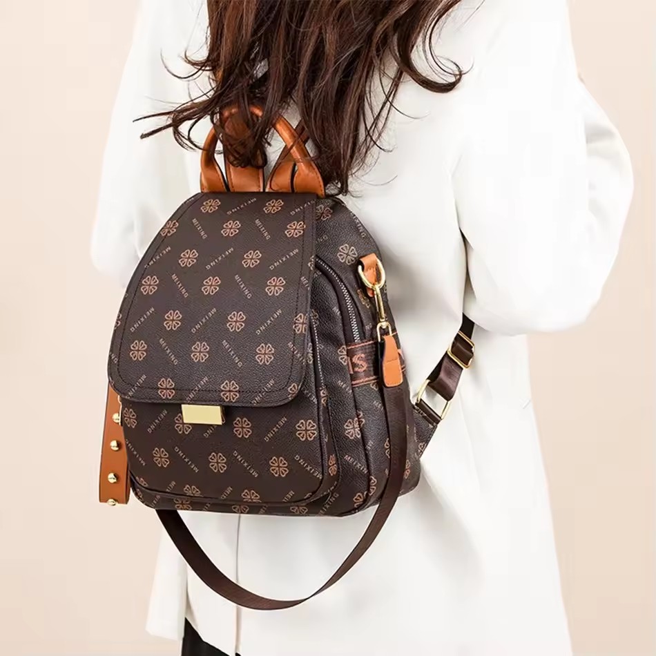 Ретро-рюкзак с принтом для жен – обзор и цена Leather Backpack Vintage